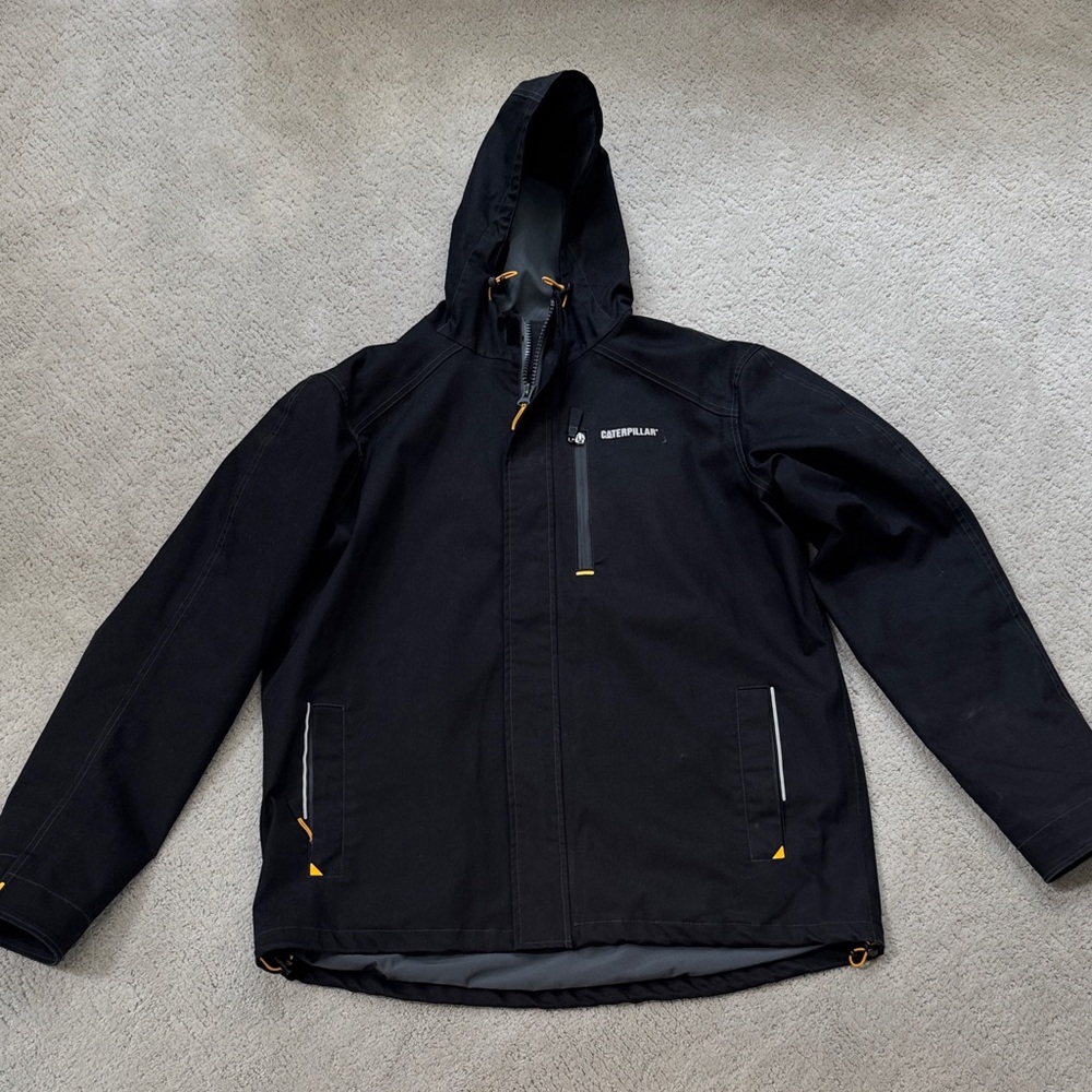 Caterpillar Men's Black Raincoat with Hood
